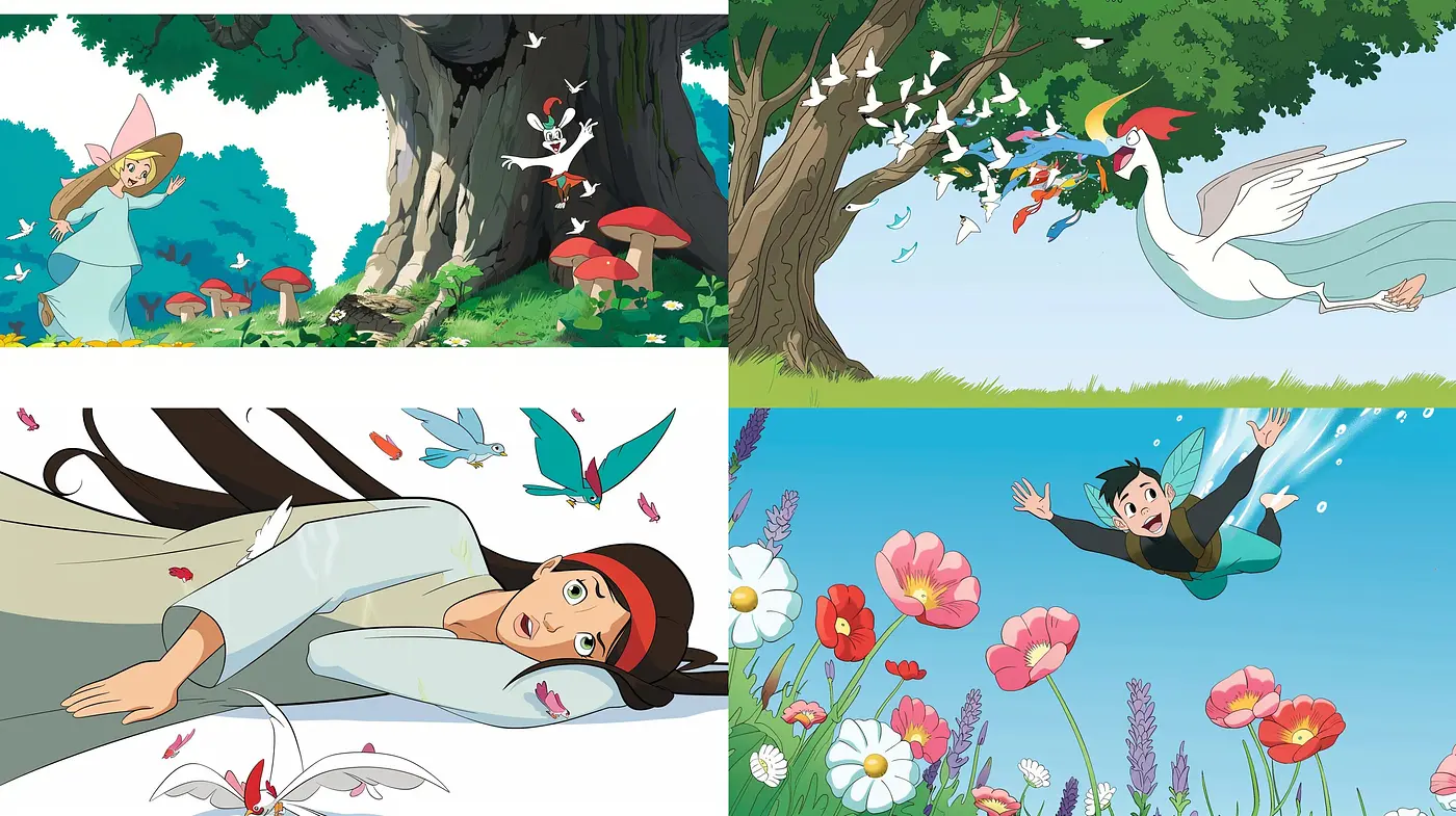 Whimsical Nature and Serenity through Anime-Inspired Digital Brushwork - Midjourney sref style