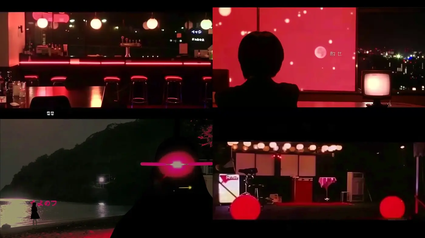 Crimson Nocturne: A Cinematic Exploration of Night Through Red Filters - Midjourney sref style