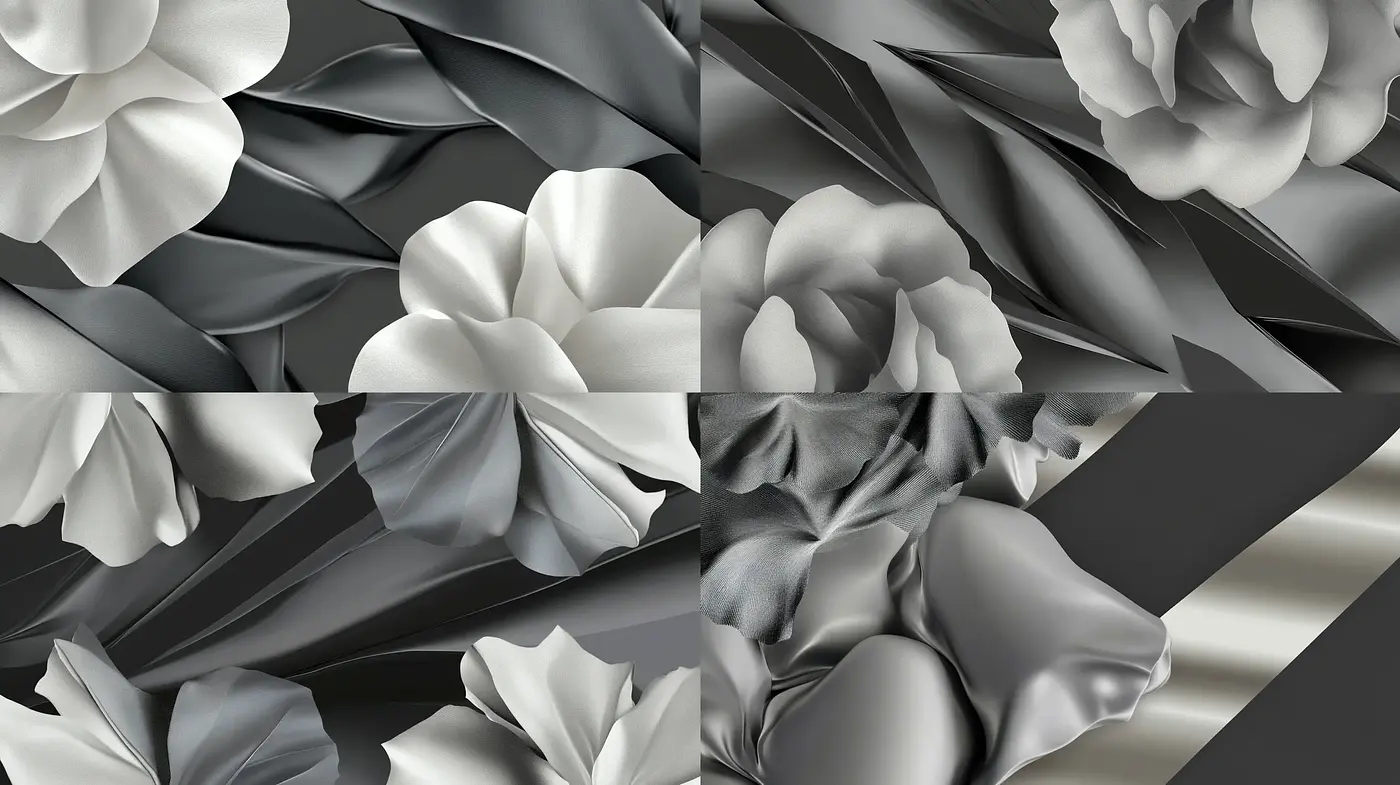 Monochromatic Flourish: A Harmonious Symphony of Grayscale Botanicals - Midjourney sref style
