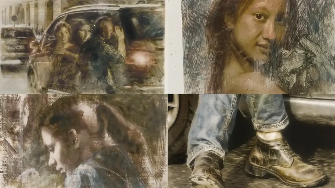 A Blend of Realism and Impressionism with Textural Depth - Midjourney sref style