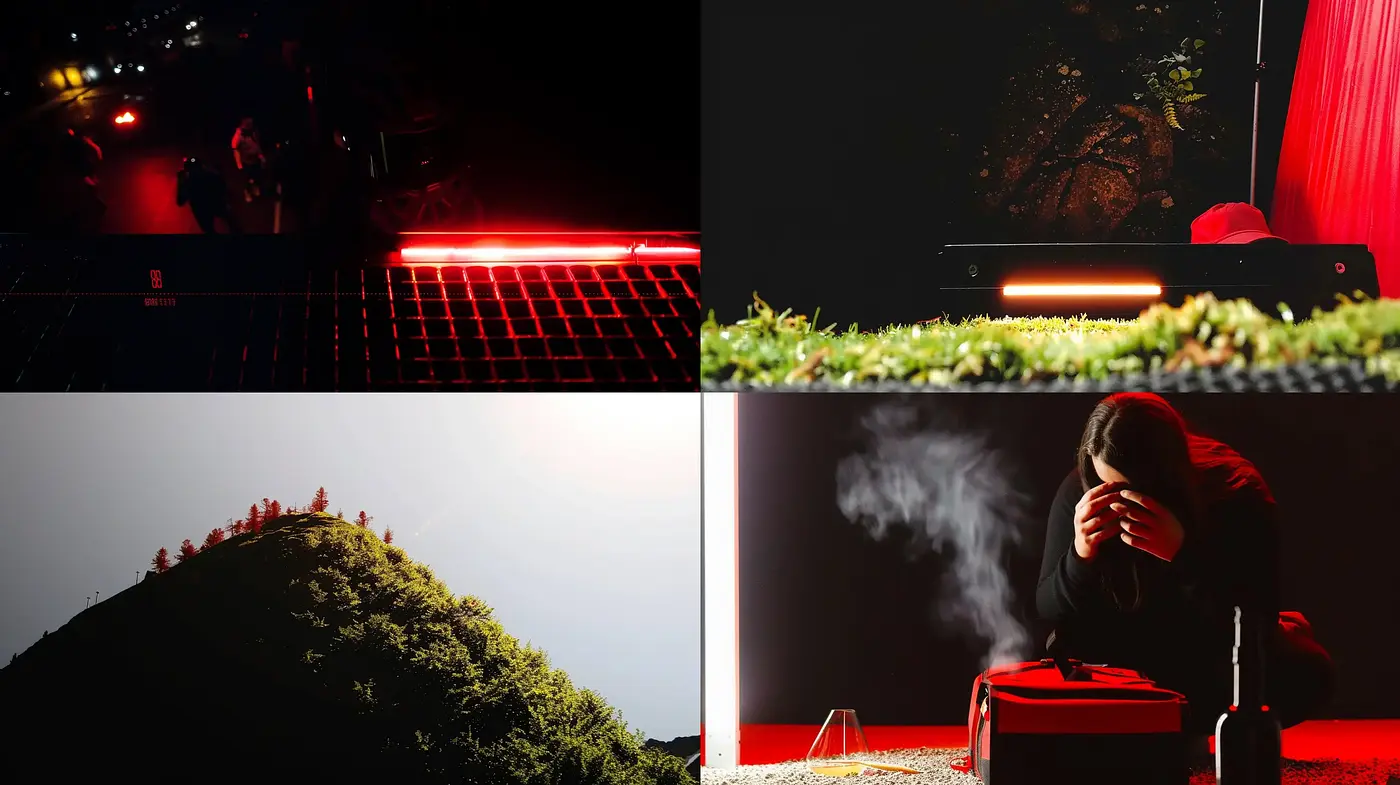 Cinematic Nocturne: A Study in Contrasting Red Against Dark Backdrops - Midjourney sref style
