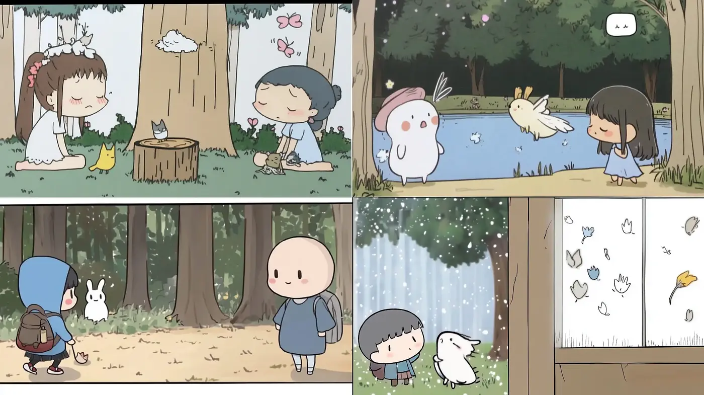 Serene Pastel Storybook Illustrations - Midjourney sref style