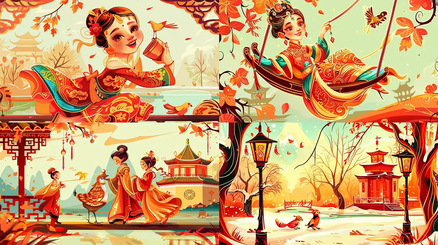 Enchanting Autumnal Elegance with a Whimsical Art Nouveau Twist - Midjourney sref style