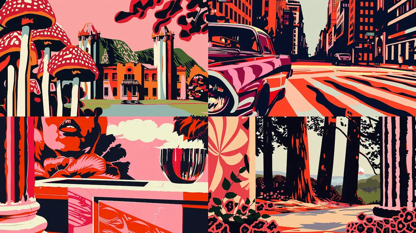 Bold and Vibrant Retro-Futuristic Aesthetic with Eclectic Influences - Midjourney sref style