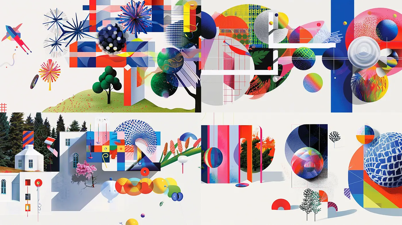 Abstract Geometric Vibrancy: A Mosaic of Bold Colors and Patterns - Midjourney sref style