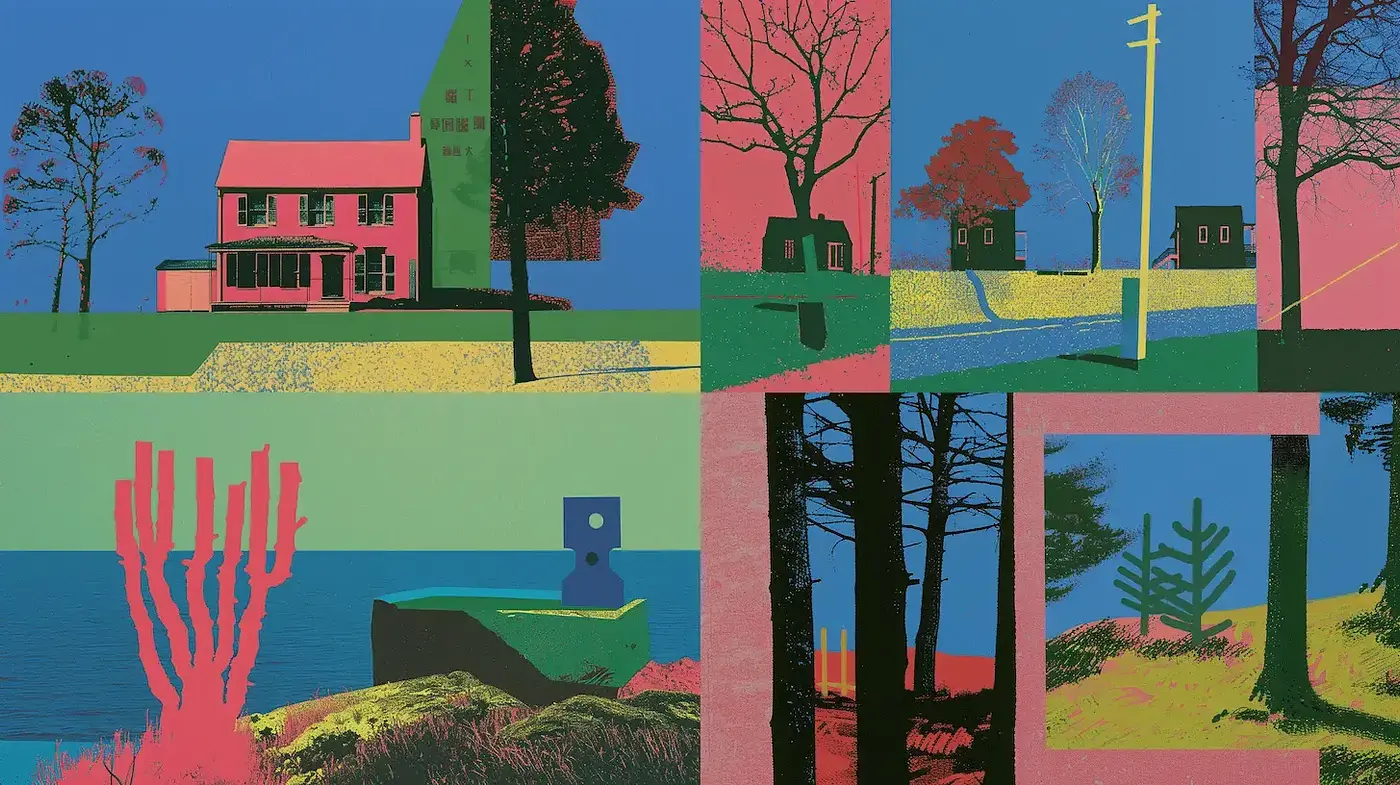 Vivid Geometric Landscapes Infused with Retro Aesthetics - Midjourney sref style