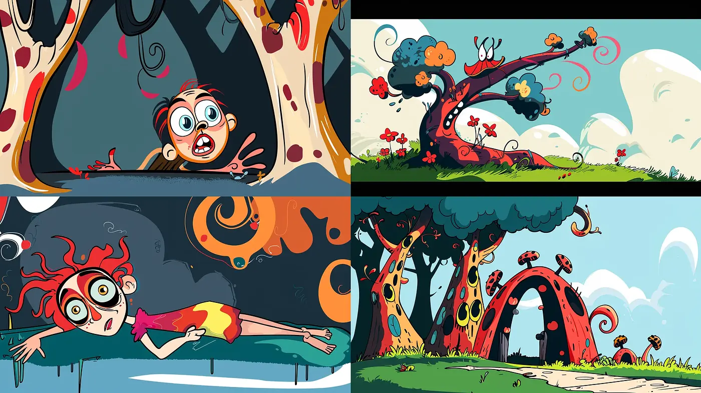 Vibrant Whimsicality: A Cohesive Dance of Colors and Cartoonesque Forms - Midjourney sref style