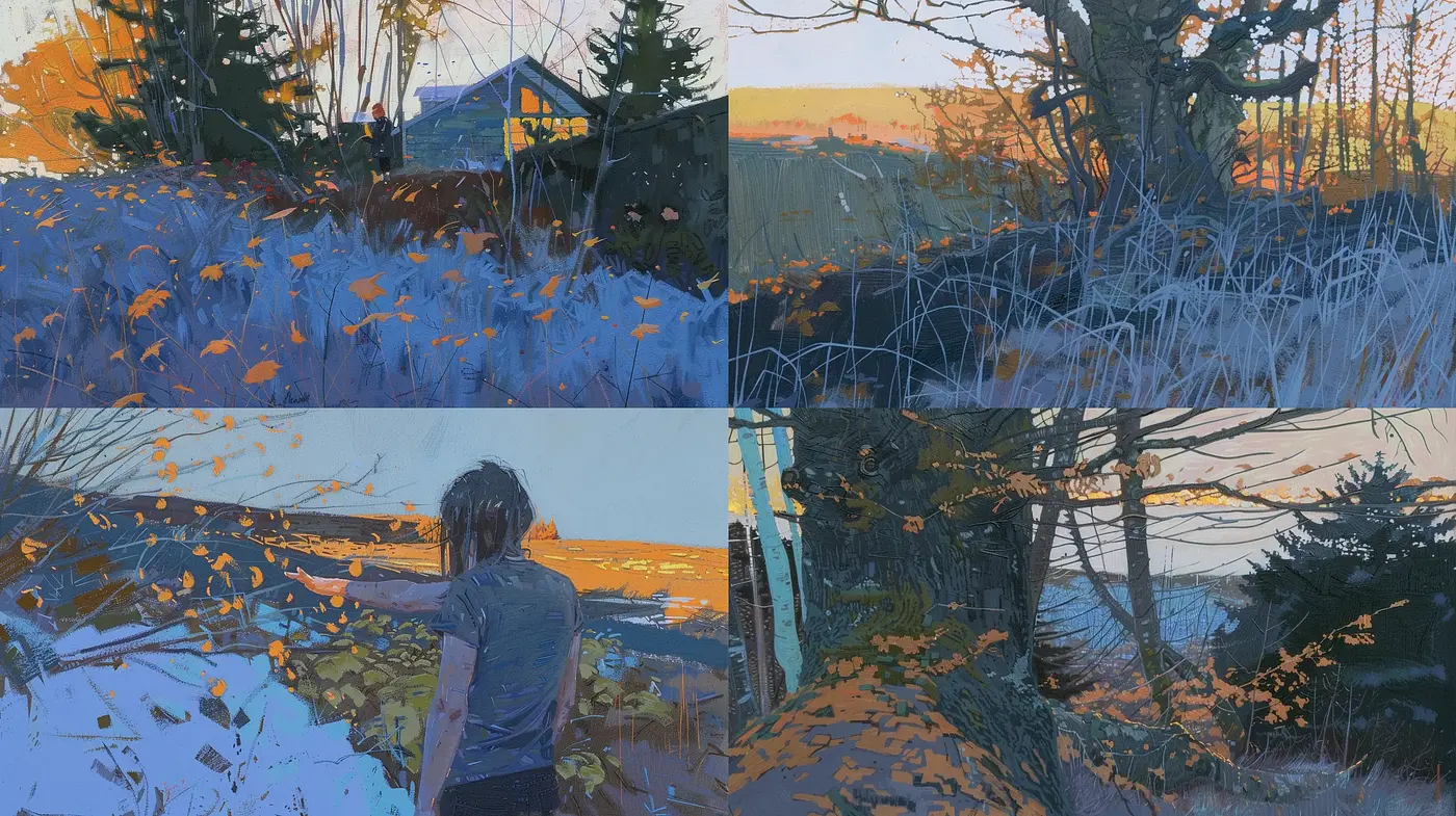 Twilight Hues and Textured Brushwork Panoramas - Midjourney sref style