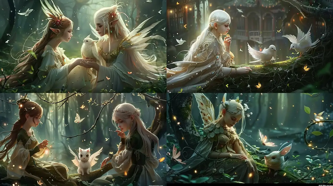 Enchanted Woodland Serenity: A Whimsical Digital Tapestry - Midjourney sref style