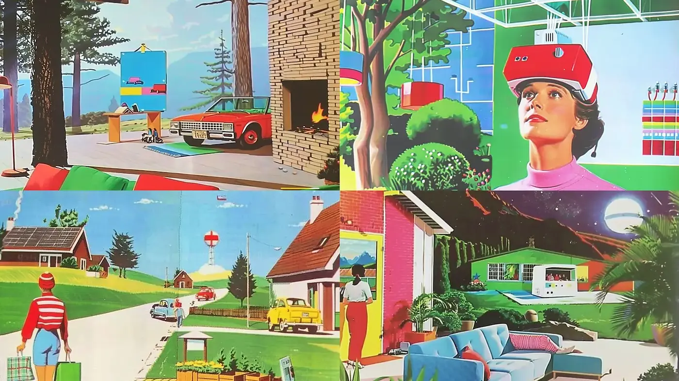 Vibrant, Playful, and Nostalgic Retro Futurism - Midjourney sref style