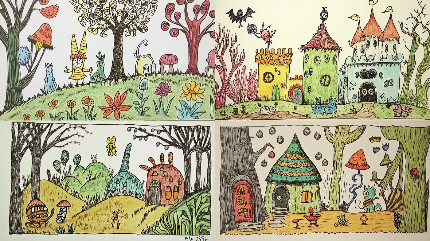 Whimsical Ink and Watercolor Fairytale Realms - Midjourney sref style