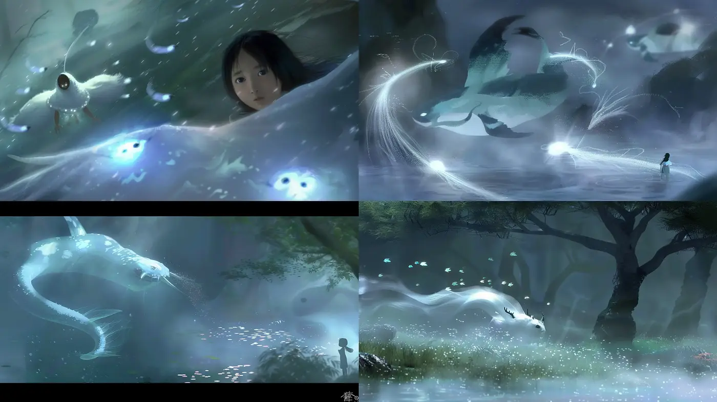 Ethereal Nocturne: A Consistent Luminous Dreamscape in Digital Brushwork - Midjourney sref style