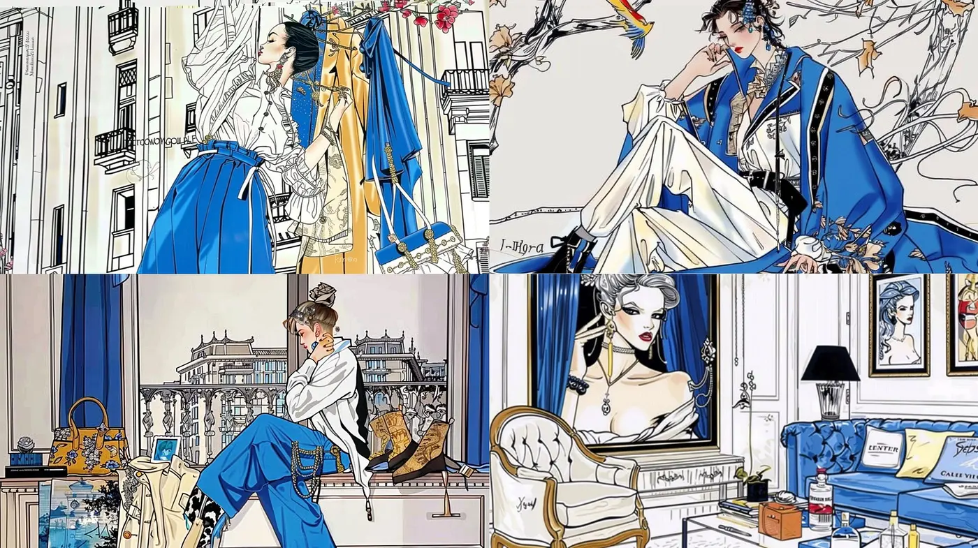 Elegant Elegance with a Vintage Twist: A Homage to Modern Chic in a Classic Color Fusion - Midjourney sref style