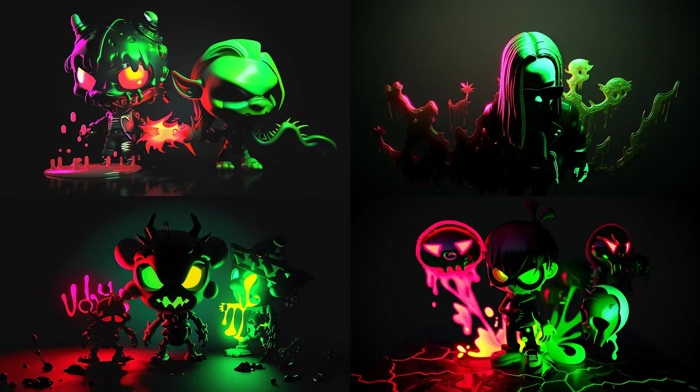 Neon Noir Fantasy: A Fusion of Vibrant Glow and Dark Ambiance - Midjourney sref style