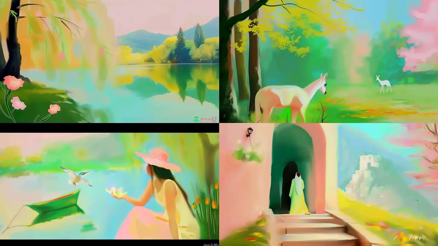 Pastoral Dreamscape: A Serene Intersection of Digital Impressionism and Illustrative Artistry - Midjourney sref style