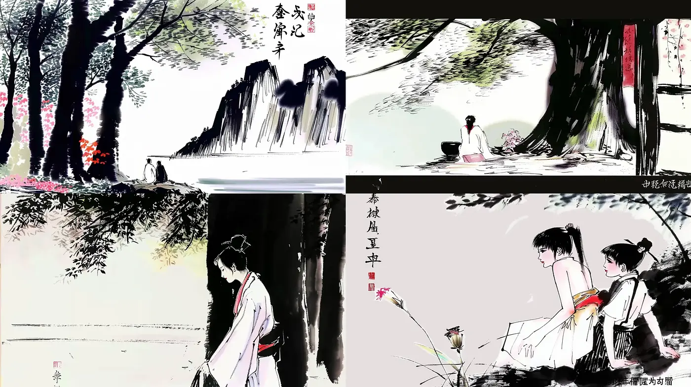 Ethereal Ink Wash Dreamscapes: A Homage to Traditional Chinese Art - Midjourney sref style