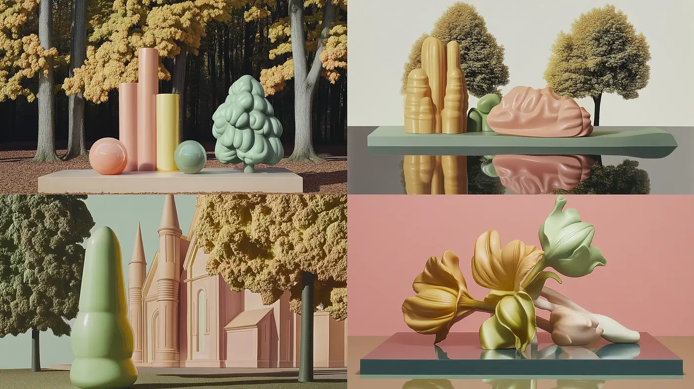 Serene Pastel Dreamscape: A Cohesive Exploration of Soft Hues and Surreal Shapes - Midjourney sref style