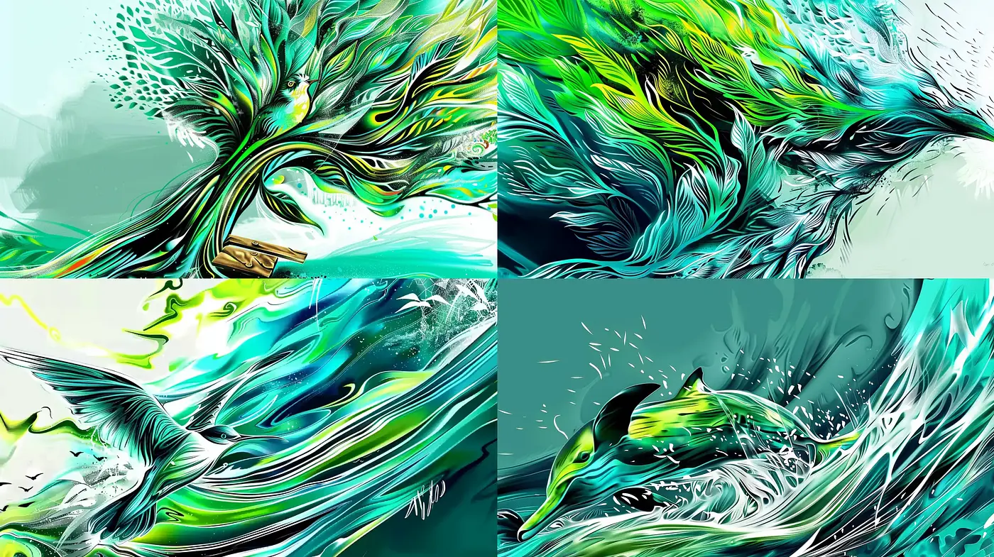 Ethereal Aquatic Brushstroke Fusion - Midjourney sref style