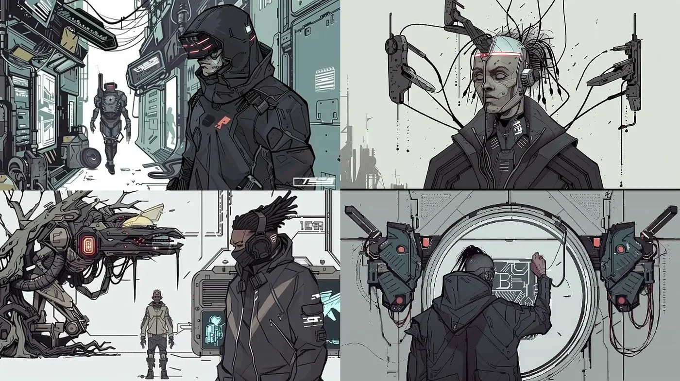 Cyberpunk Reverie: Dystopian Echoes in a Cold Mechanical Age - Midjourney sref style