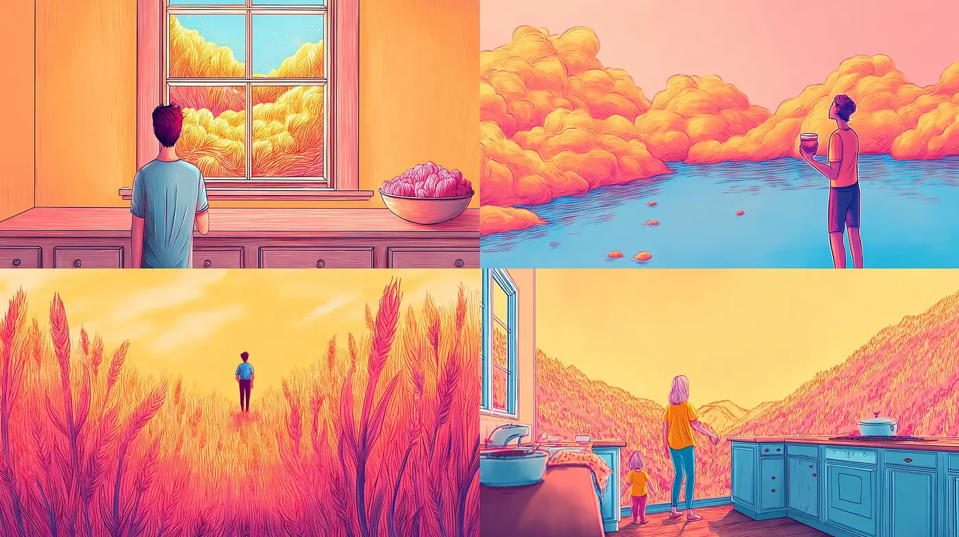 Surreal Dreamscape with Vibrant Color and Soft Textures - Midjourney sref style