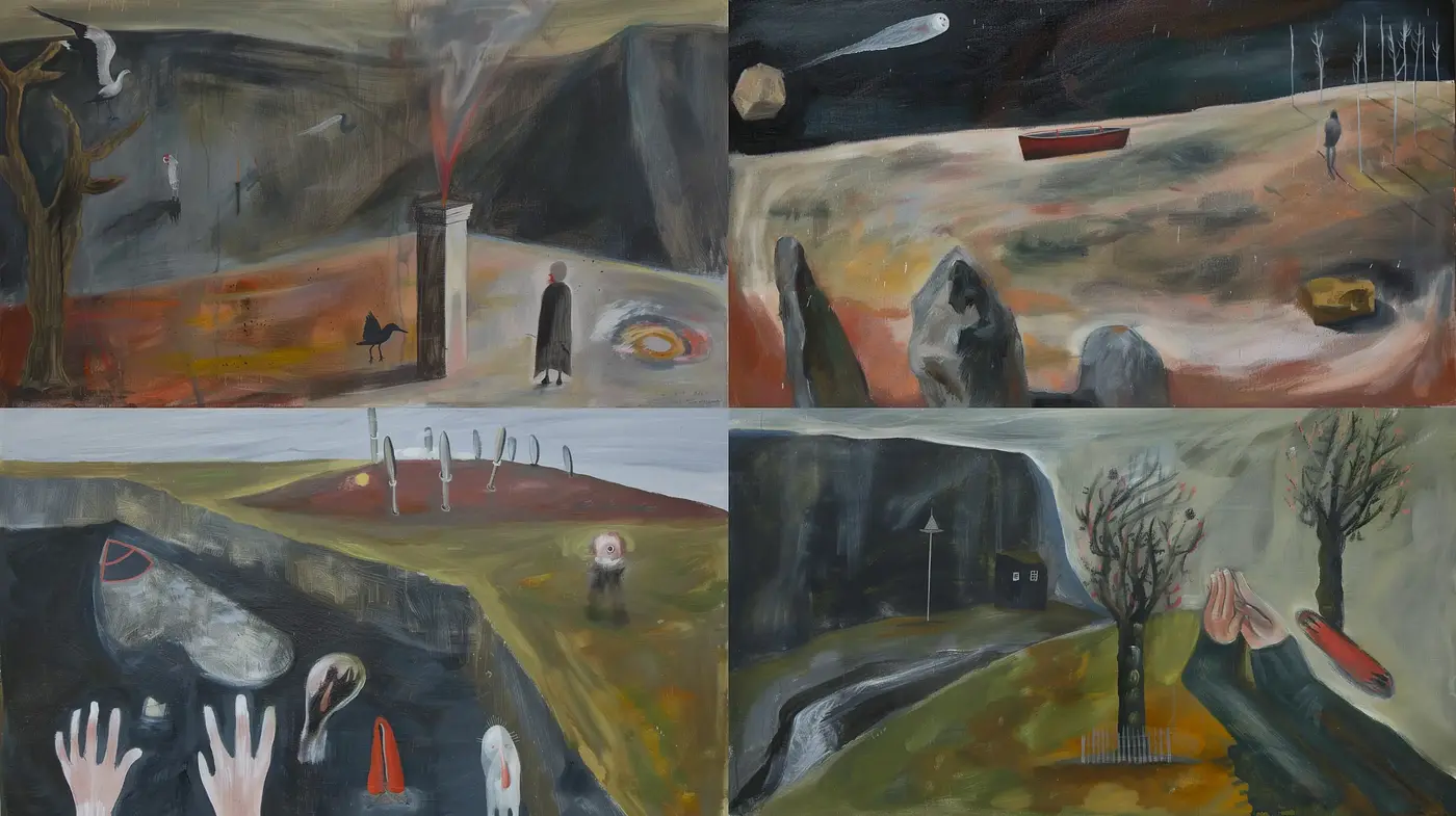 Eerie Expressionist-Inspired Landscapes with a Surreal Touch - Midjourney sref style
