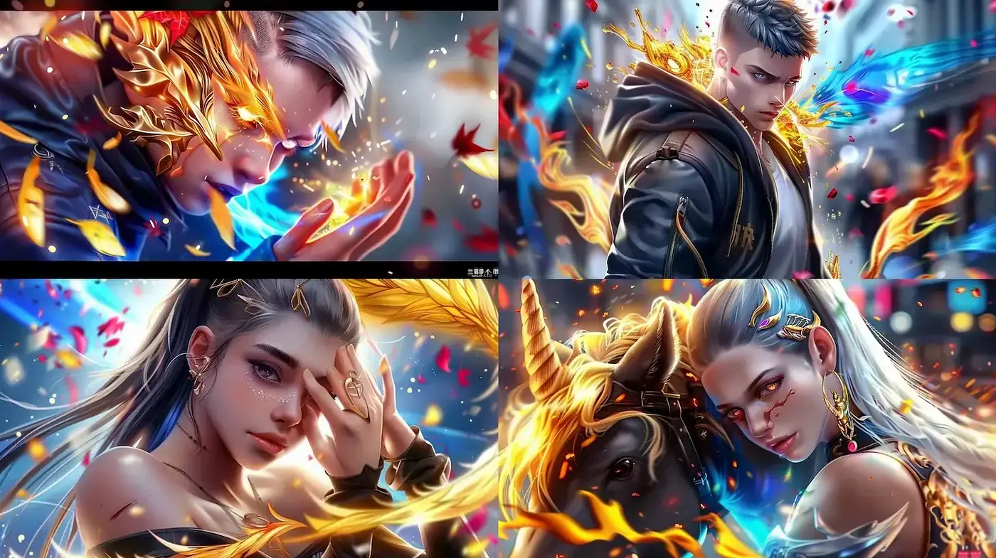 Dynamic and Ethereal Fantasy Art Style with Elemental Themes - Midjourney sref style