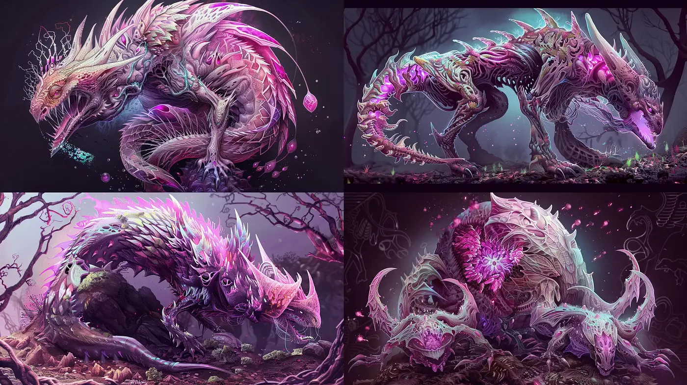 Ethereal Twilight Dragon Lore: A Transcendent Fusion of Fantasy and Surreal Artistry - Midjourney sref style