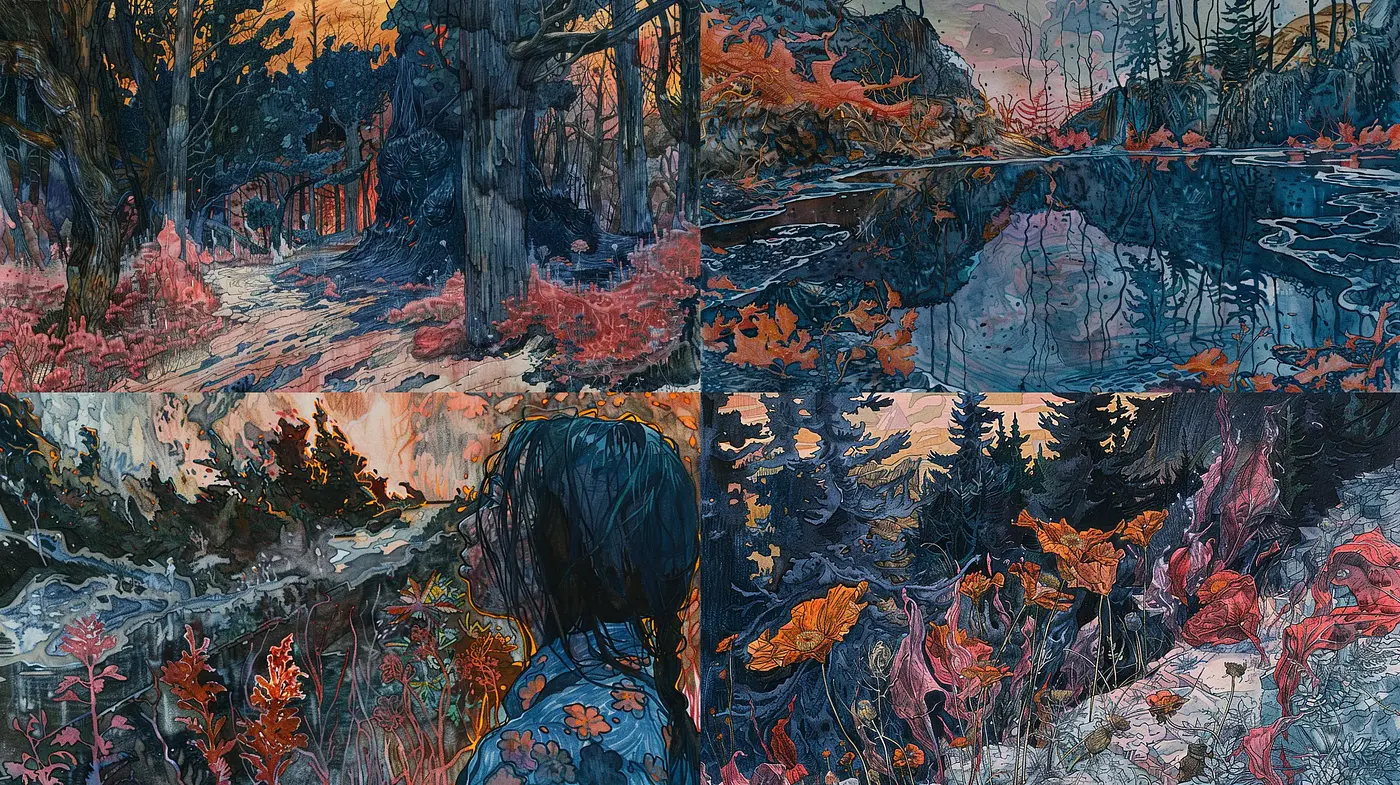 Luminous Twilight Renderings with Expressive Brushwork - Midjourney sref style