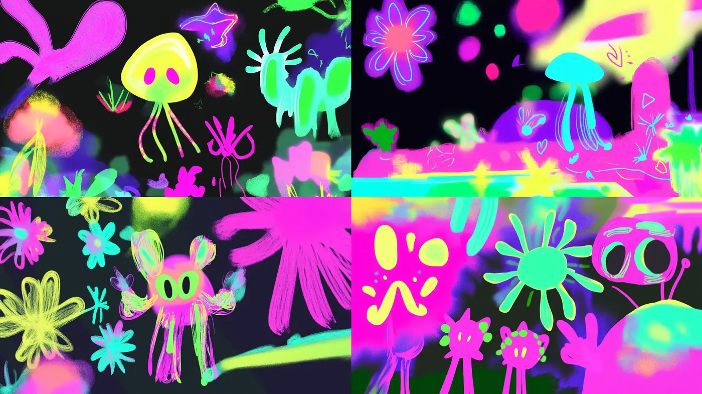 Neon Flourish: A Vibrant Exploration of Luminous Fantasy Botanicals - Midjourney sref style