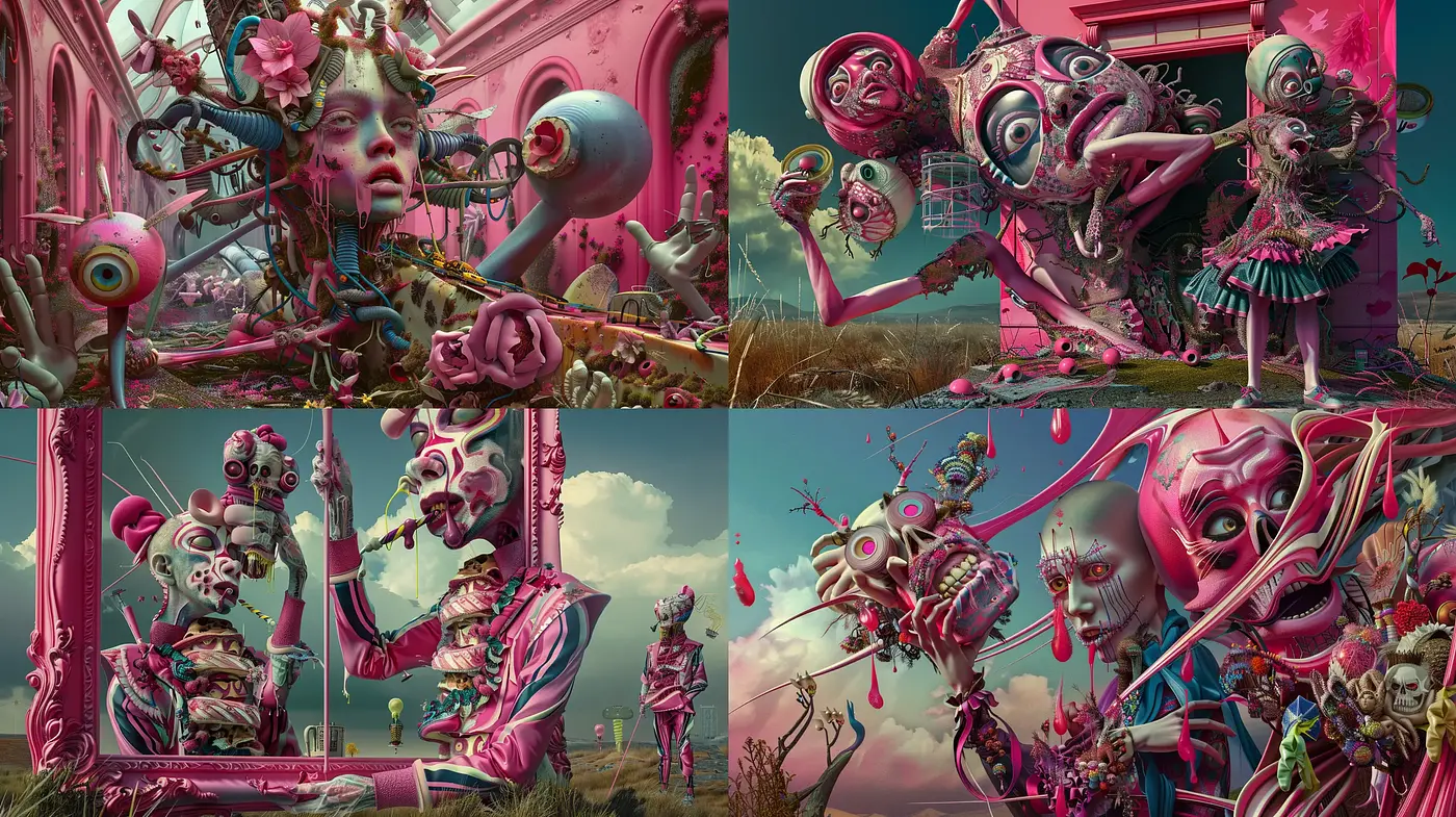 Surrealist Mechanica: A Fusion of Organics and Machinations in Pastel Tones - Midjourney sref style