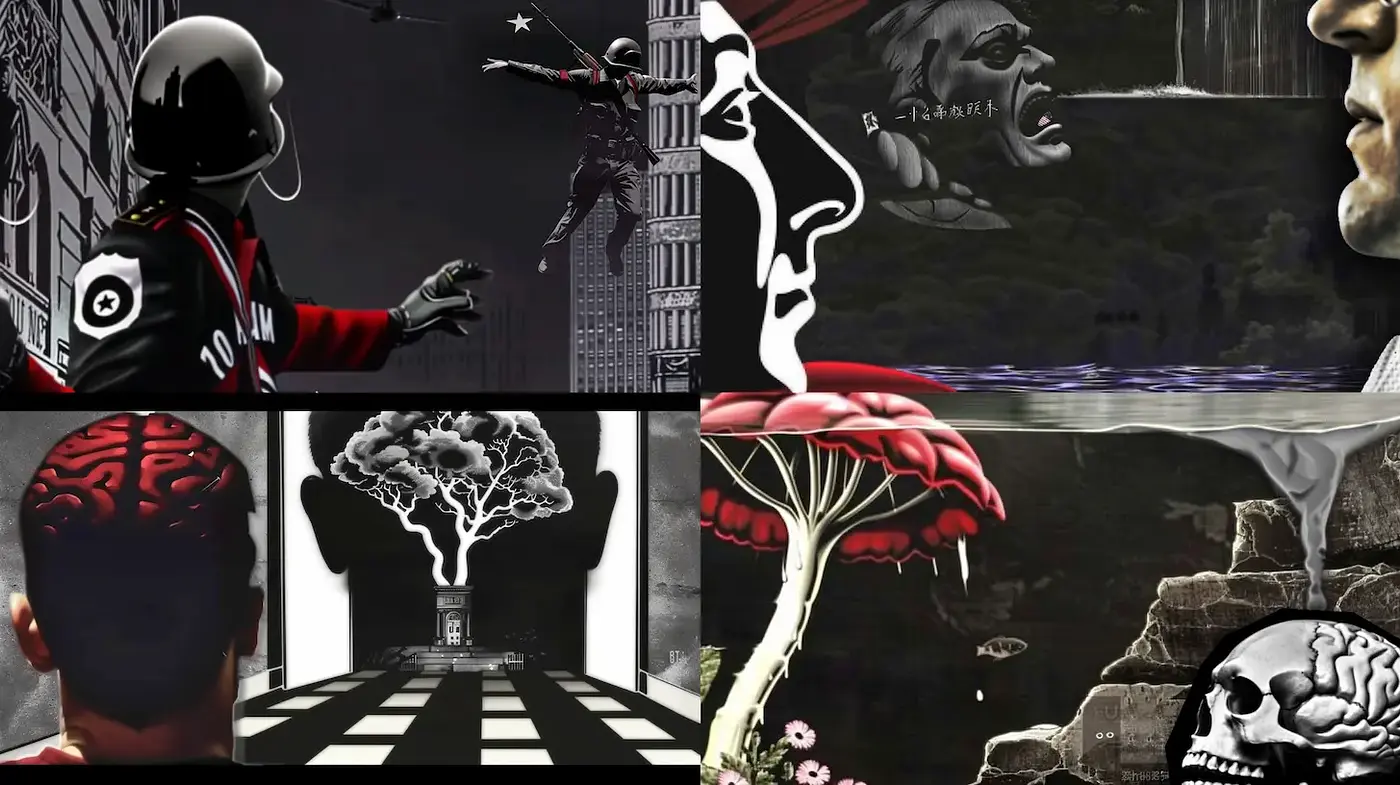 Diverse yet Cohesive Visual Aesthetic with Surreal and Graphic Elements - Midjourney sref style