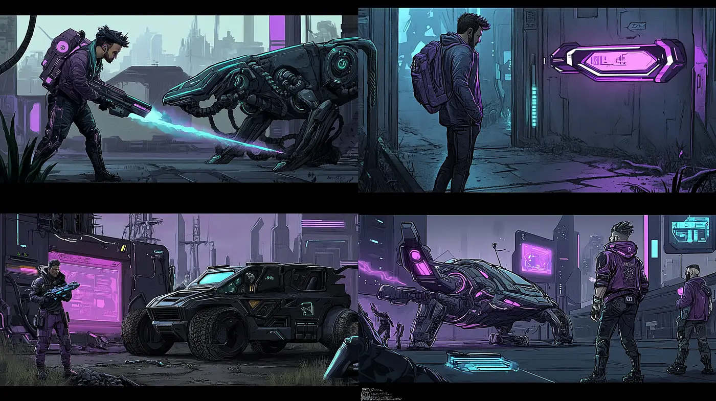 Futuristic Neon-Infused Cybernetic Elegance - Midjourney sref style