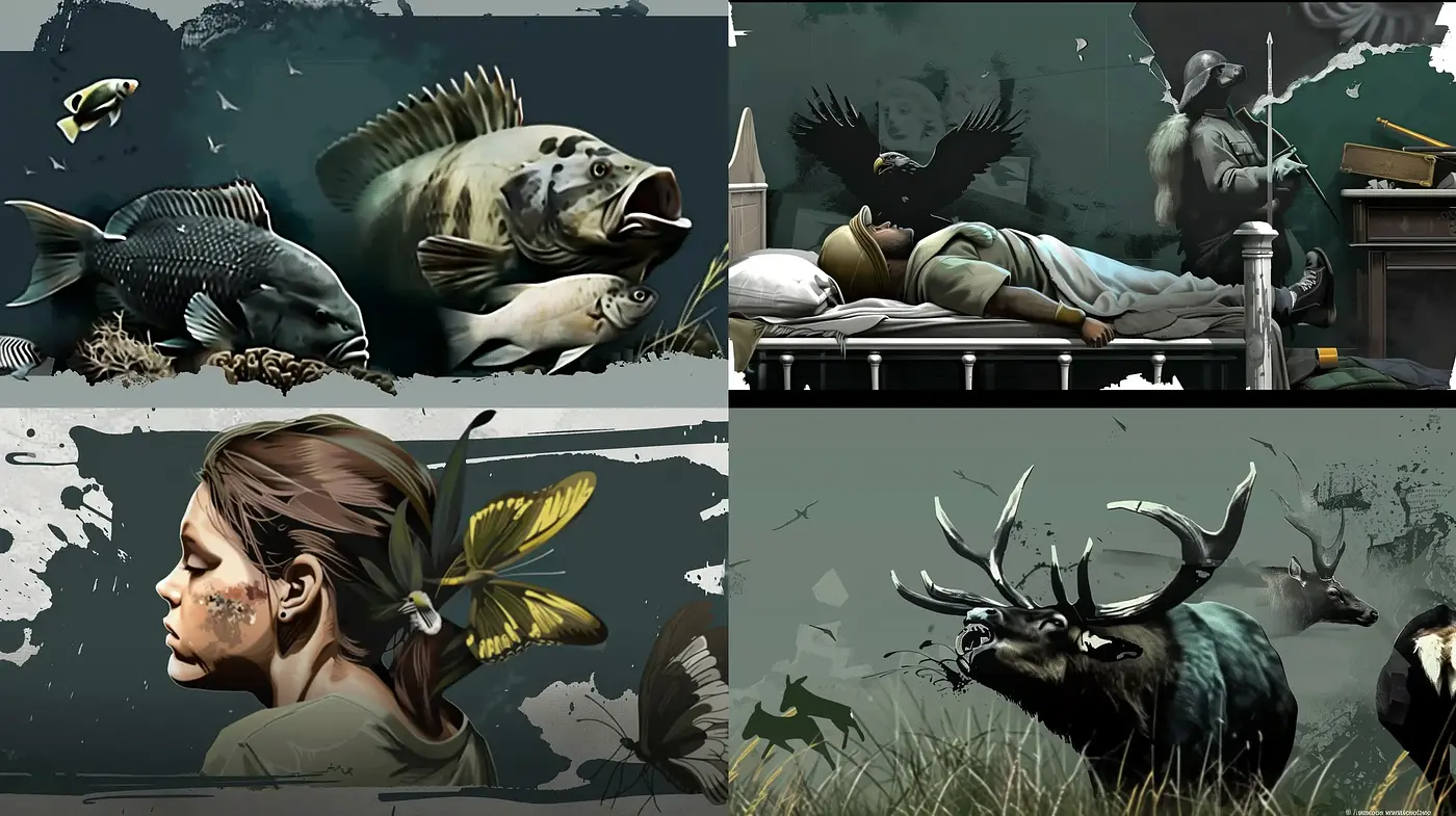 Dark and Naturalistic Digital Brushwork Series - Midjourney sref style