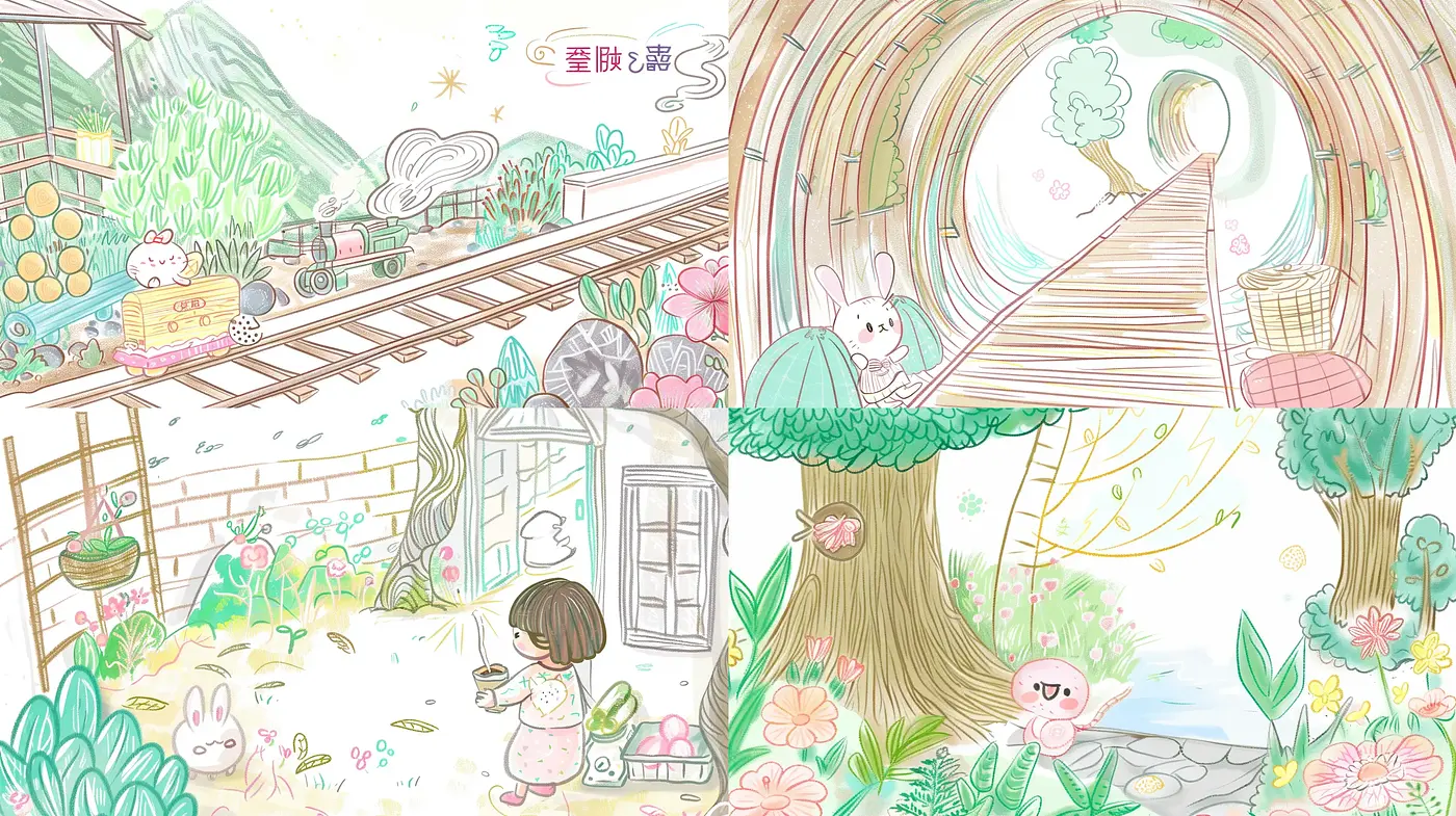Whimsical Pastel Storybook Illustration - Midjourney sref style