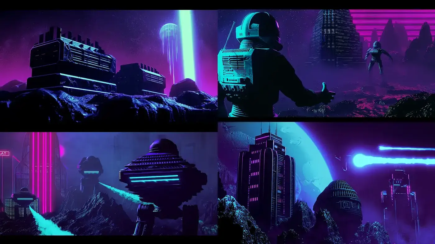 Futuristic Neo-Tokyo Aesthetic with Vibrant Sci-Fi Elements - Midjourney sref style
