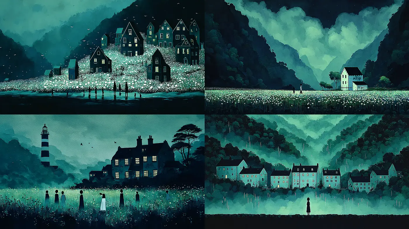 Ethereal landscapes with a haunting, tranquil ambiance - Midjourney sref style