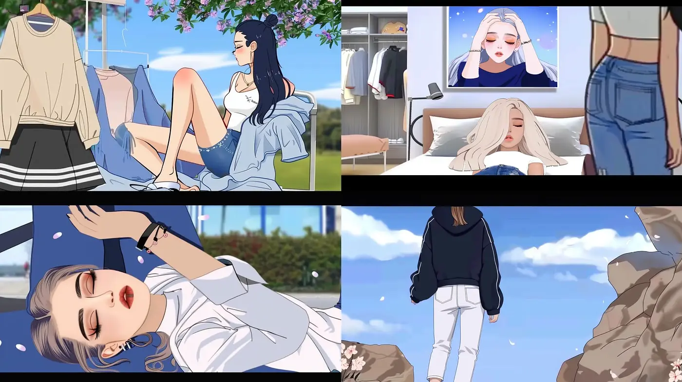 Contemporary Anime-Inspired Illustrations with a Serene Blue Dominance - Midjourney sref style