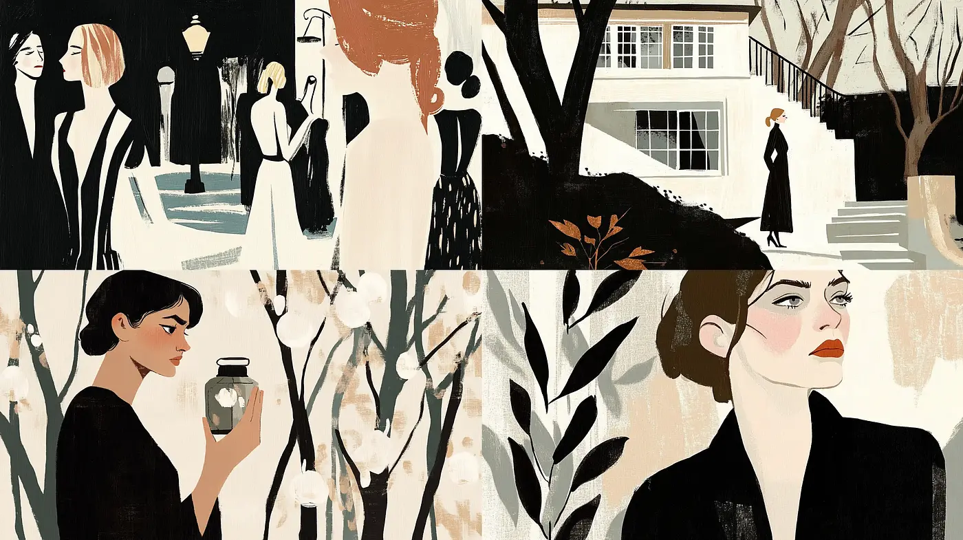 Elegance in Monochrome: A Homage to Mid-Century Modern Illustration - Midjourney sref style