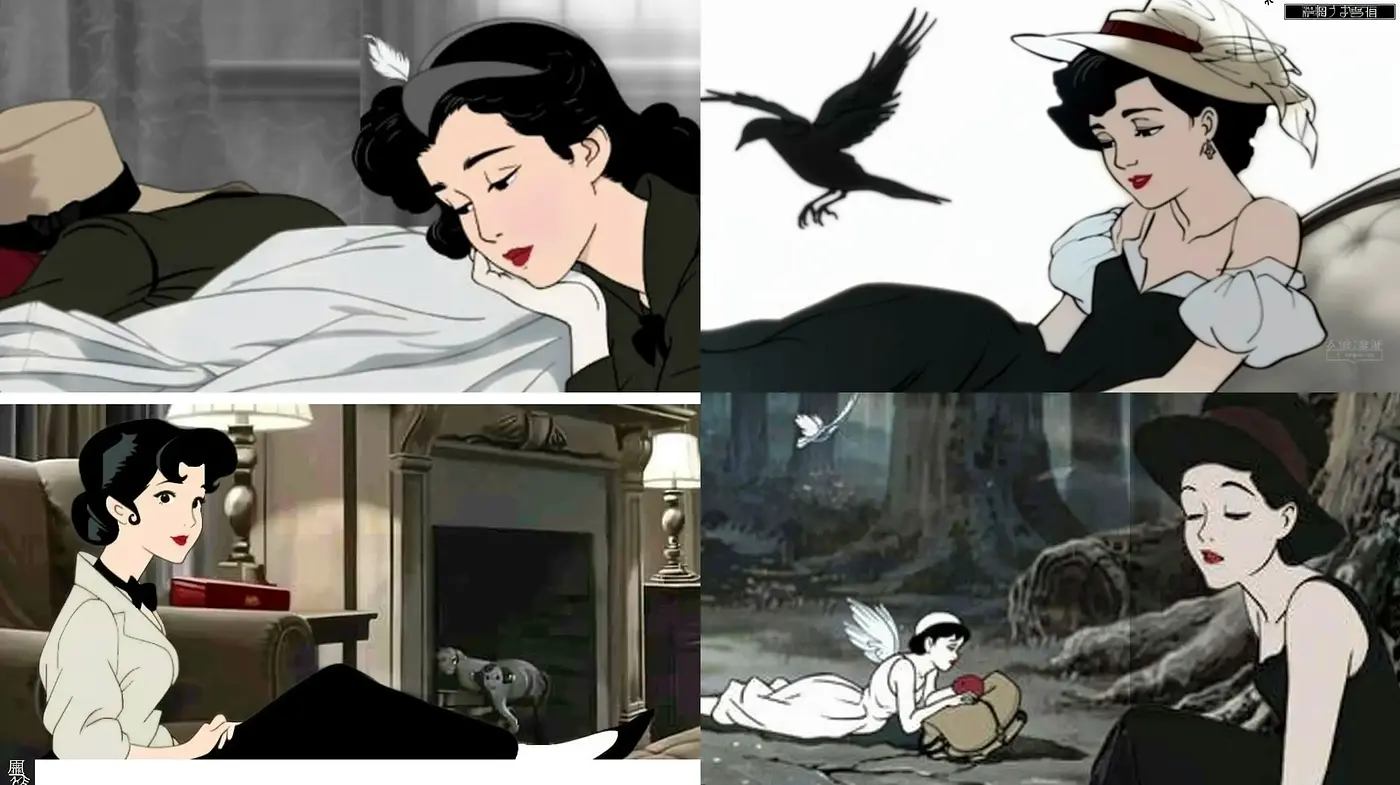 Timeless Elegance in Monochrome: A Harmonious Blend of Classic Animation and Fine Art Aesthetics - Midjourney sref style