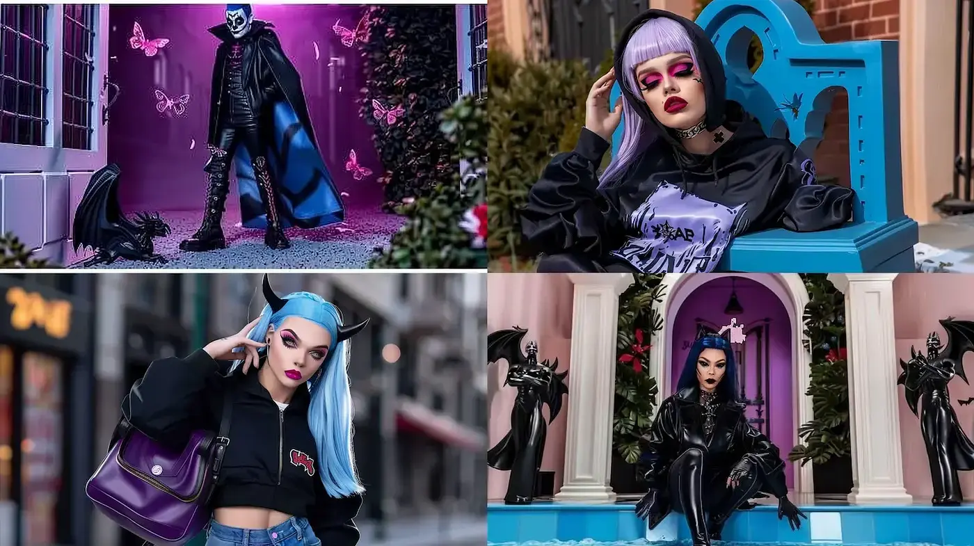 Gothic Elegance with a Pop of Cyberpunk - Midjourney sref style
