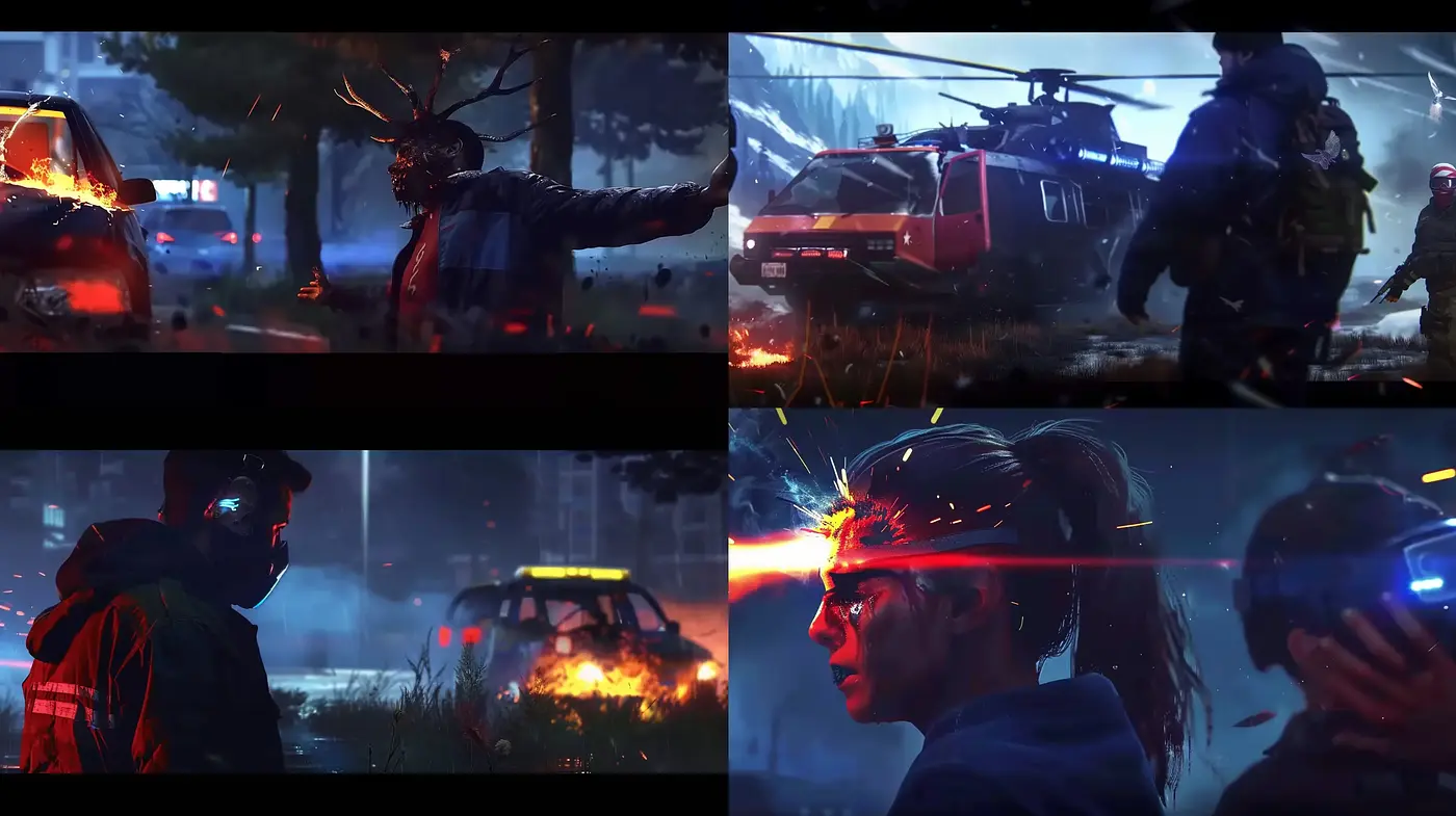 Dystopian Twilight: Cinematic Visuals with a Tech-Noir Edge - Midjourney sref style