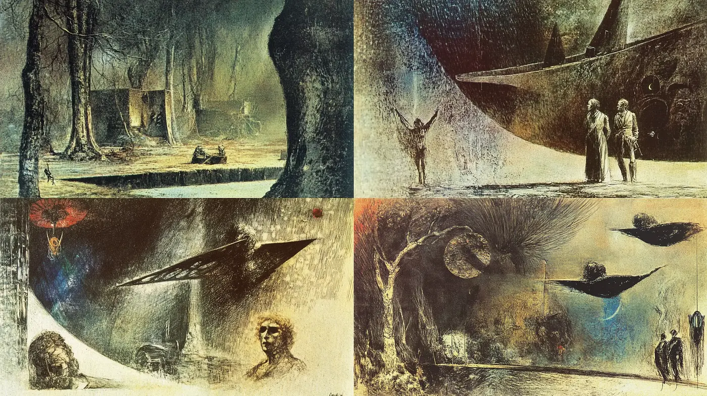 Surreal Dreamscapes: A Fusion of Mystic Ambiance and Dark Romanticism - Midjourney sref style