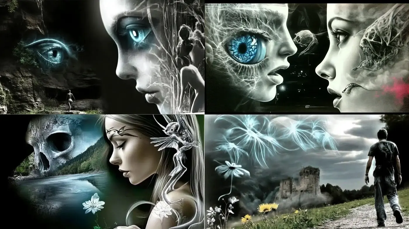 Dreamlike Surreal Encounters in a Tonal Monochrome World - Midjourney sref style