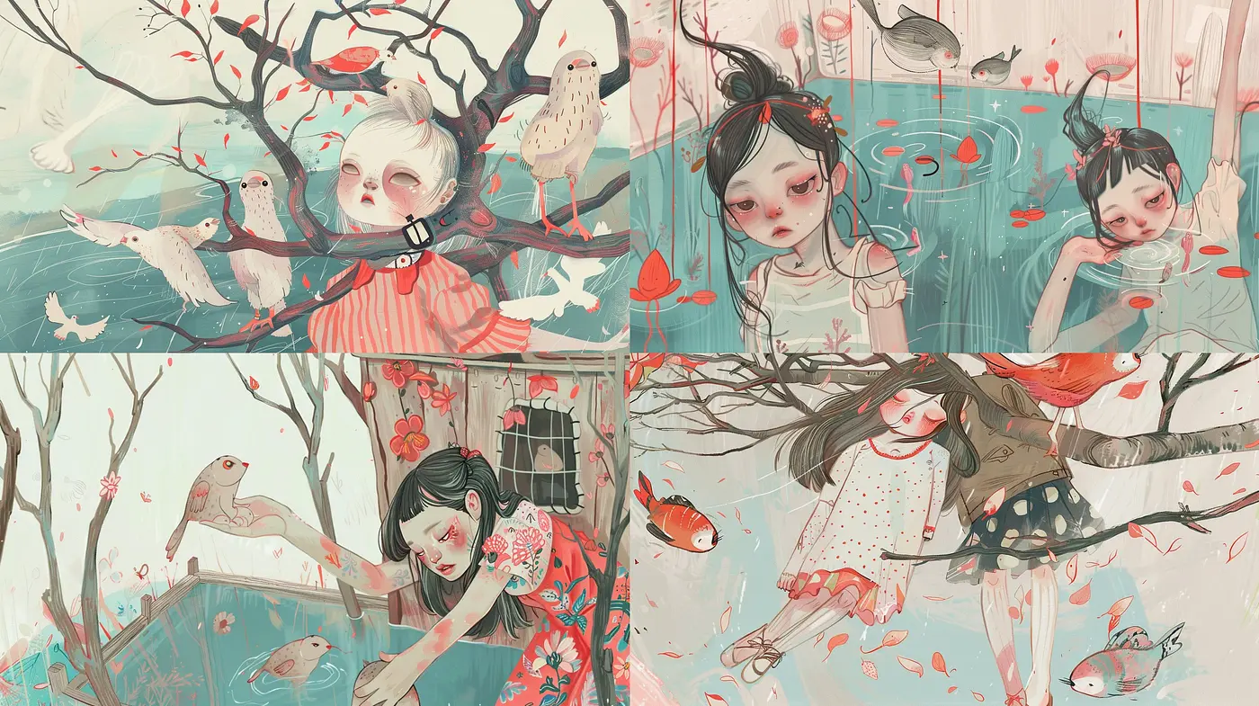 Ethereal Whimsy: Dreamlike Pastel Visions with Nature-Inspired Illustrations - Midjourney sref style