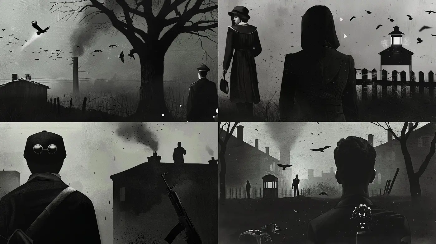 Monochrome Mystique: A Study in Noir-Inspired Silhouettes and Shadow - Midjourney sref style