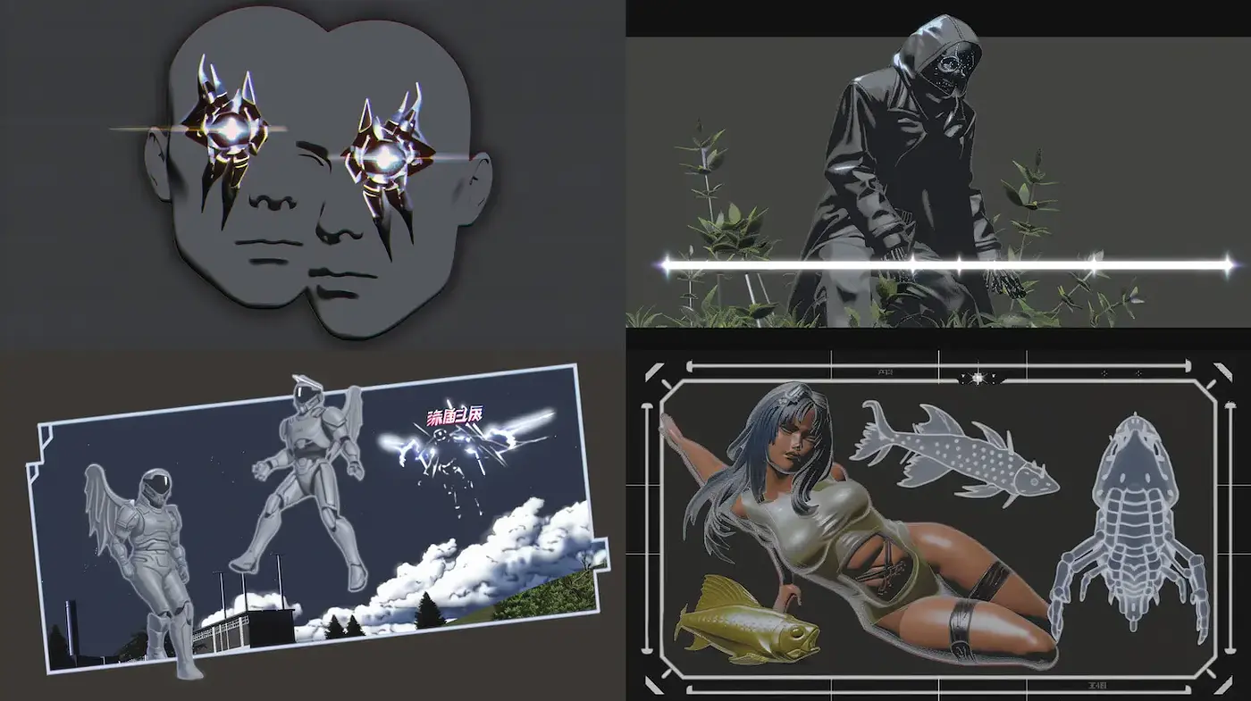 A Fusion of Futuristic Illustrations with a Hint of Retro Flair - Midjourney sref style