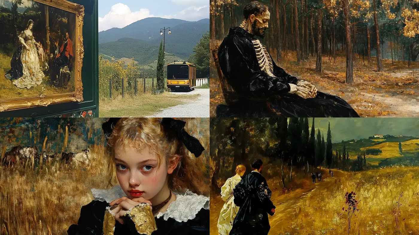 Rustic Autumn Elegance in Oil Painting Technique - Midjourney sref style