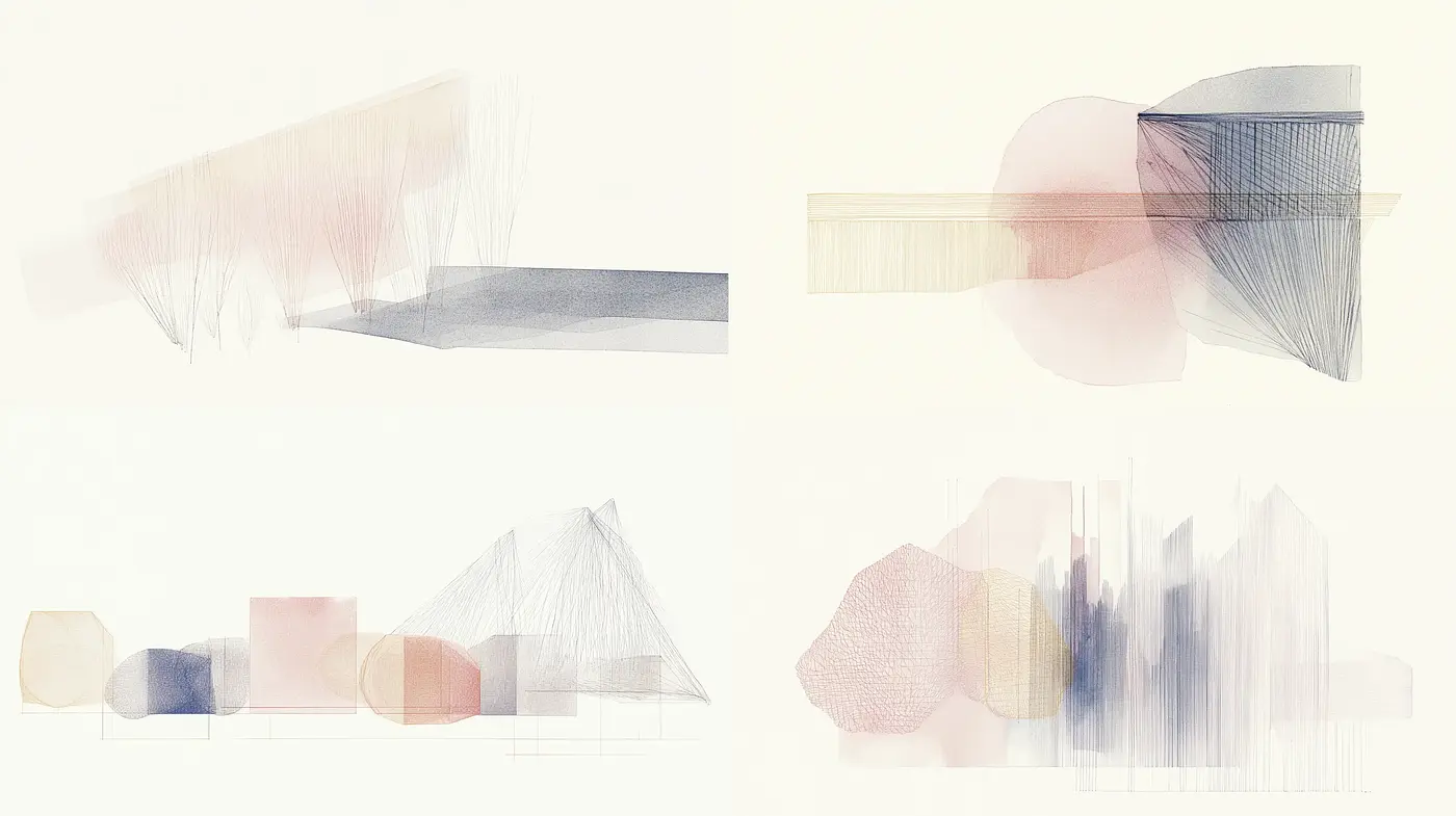 Ethereal Geometries: A Study in Translucent Overlapping Forms - Midjourney sref style