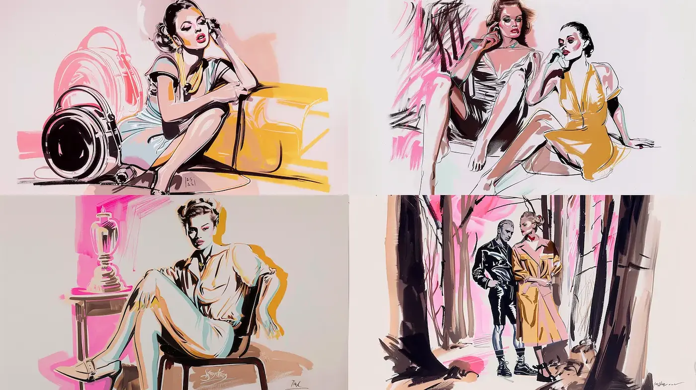 Dynamic and Expressive Retro-Inspired Illustrations with a Playful Vintage Charm - Midjourney sref style