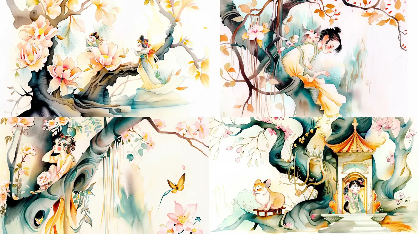 Ethereal Blossoms of Fantasia: A Dreamlike Fusion of East Asian Aesthetics and Modern Artistry - Midjourney sref style
